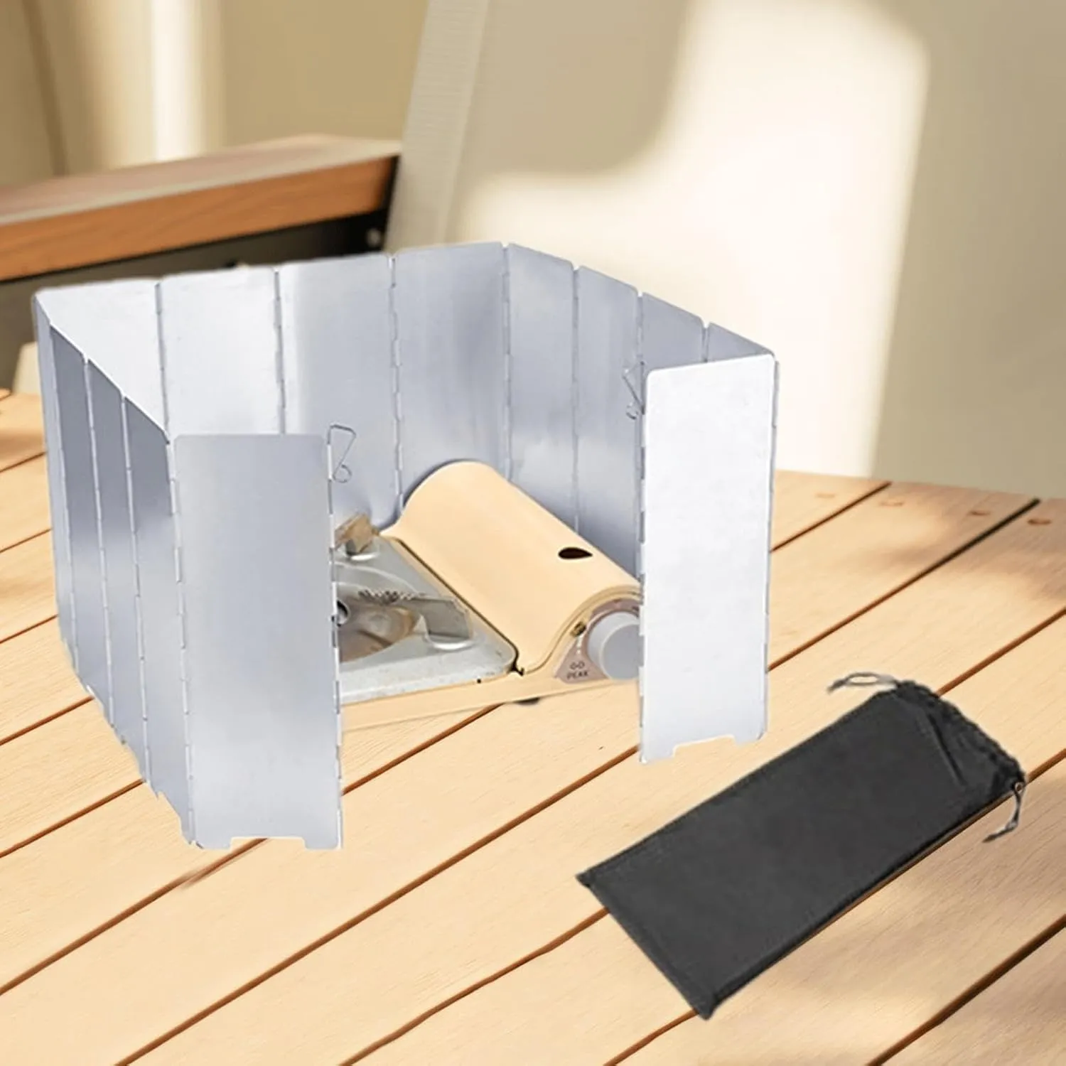 Camping Stove Windscreen Foldable Wind Screen Gas Furnace Burner Camp Stove Wind Guard Outdoor Stove Windshield for Hiking