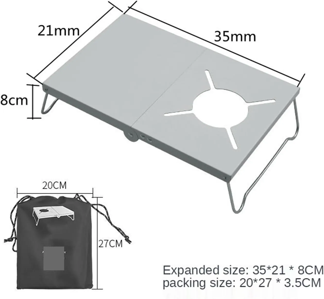Camping Table Heat Shield Gas Stove Stand Holder Windproof Folding Cooking Bench Gas Burner For Hiking Picnic Outdoor Tool (Color : Sliver)