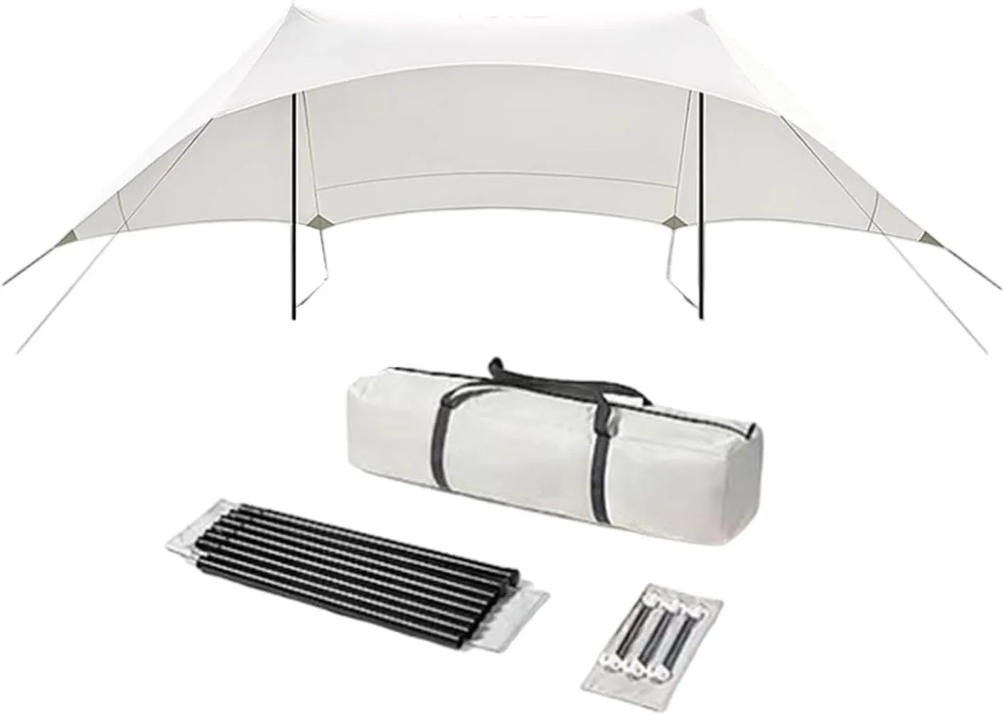 Camping Tarp Tent Tarp Awning, Sun Protection Ultralight Camping Canopy with Storage Bag, for Travel Outdoor Fishing Hammock, Height 2.1m