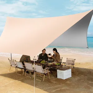 Camping Tarp Under Tent Waterproof with 2 Poles Backpacking Tarp Tent Ultralight Portable & UV Protection Camping Tent Tarp with 6 Ground Nails & 6 Windproof Ropes for Outdoor Adventure,22m²