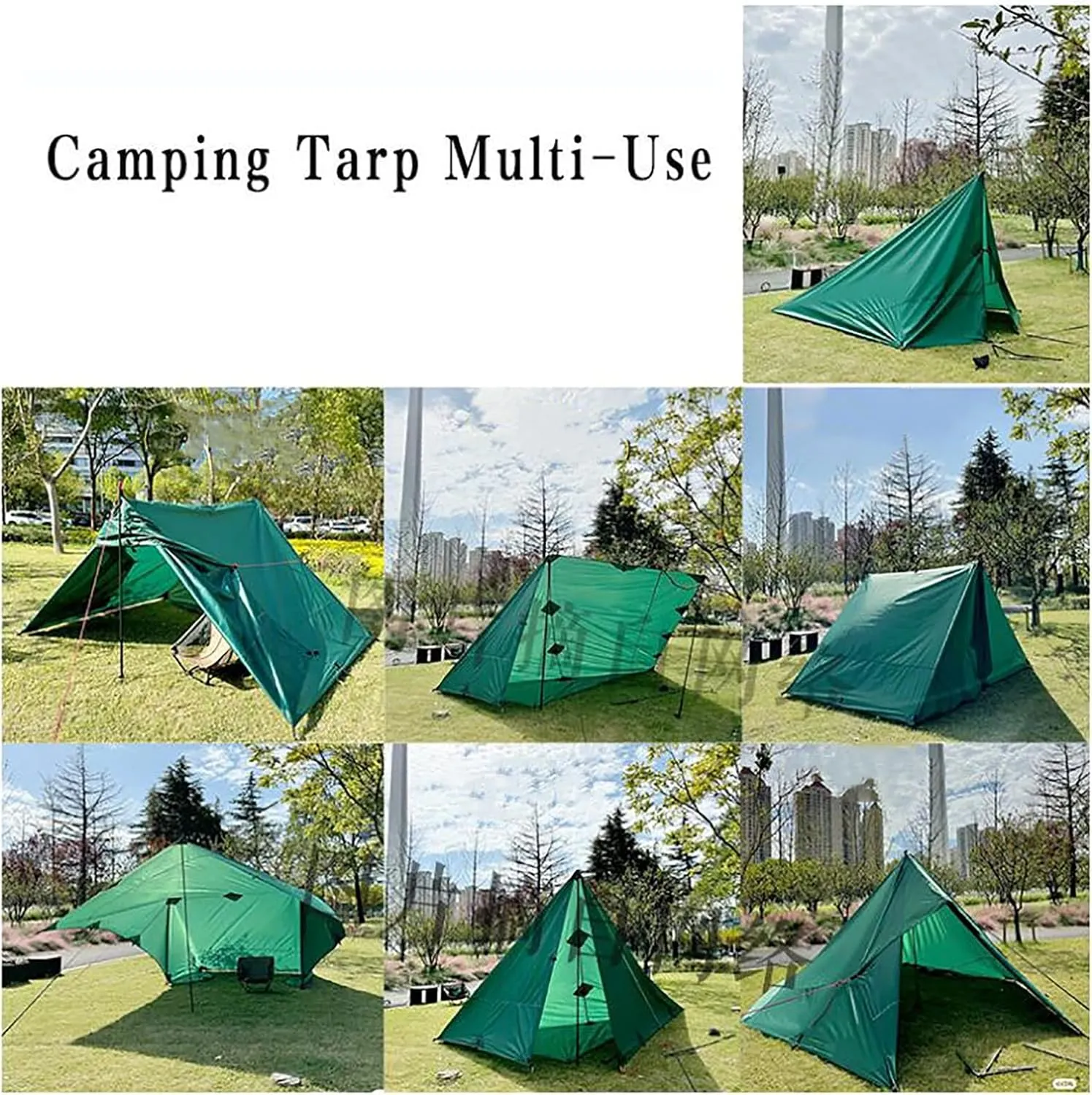 Camping Tarp Waterproof, Portable Hammock Rain Fly, Ultralight Survival Shelter with Silver Coating, for Backpacking Hiking Travel and Outdoor Adventure