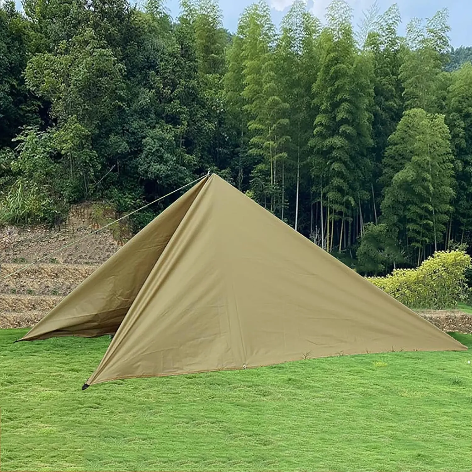 Camping Tarp Waterproof, Portable Hammock Rain Fly, Ultralight Survival Shelter with Silver Coating, for Backpacking Hiking Travel and Outdoor Adventure