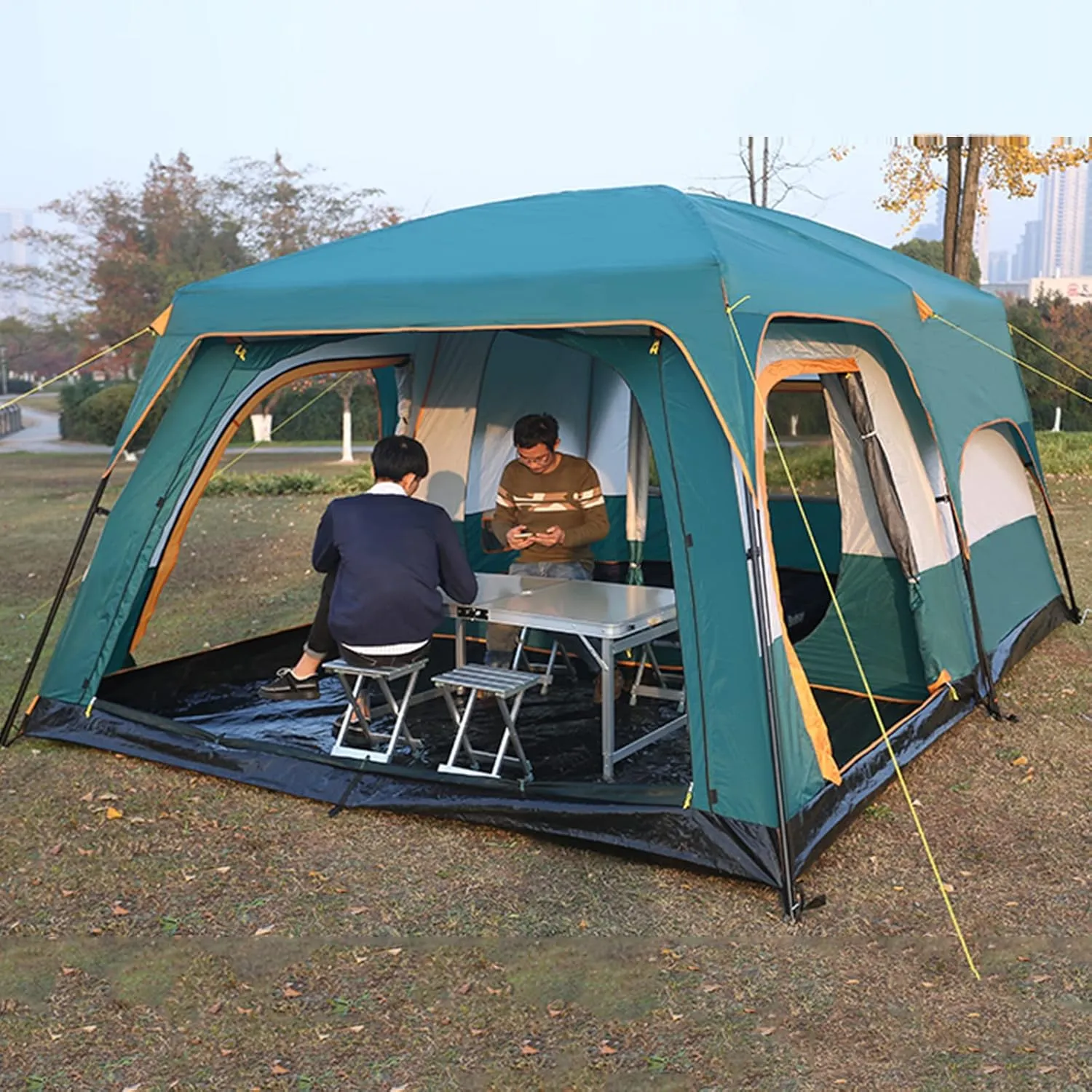 Camping Teepee Tent Yurt Tent with Screen 4 Season Double Layers Waterproof Anti-UV Windproof Tents for Outdoor Camping Hiking Hunting 3-4 Person