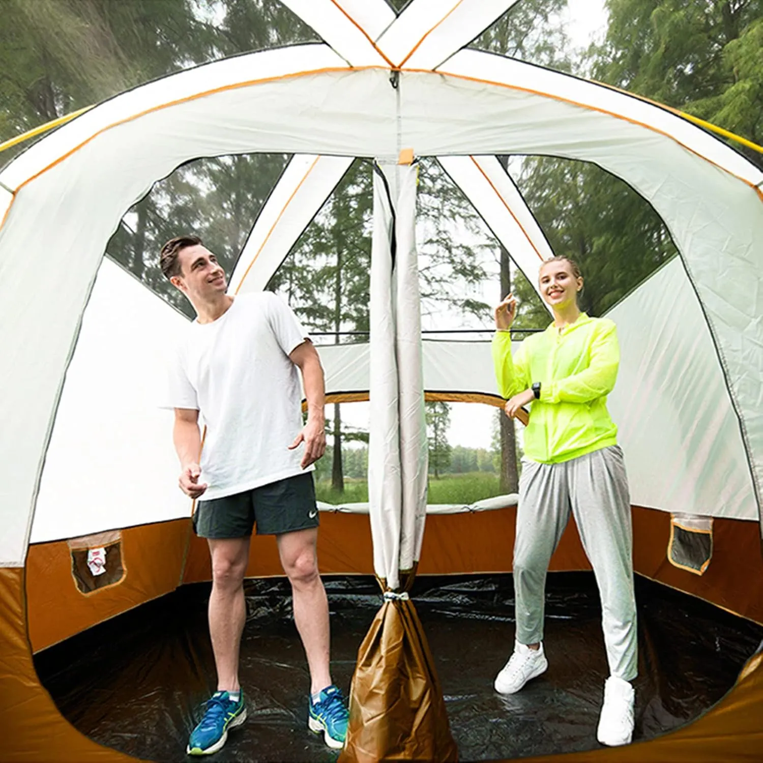 Camping Teepee Tent Yurt Tent with Screen 4 Season Double Layers Waterproof Anti-UV Windproof Tents for Outdoor Camping Hiking Hunting 3-4 Person