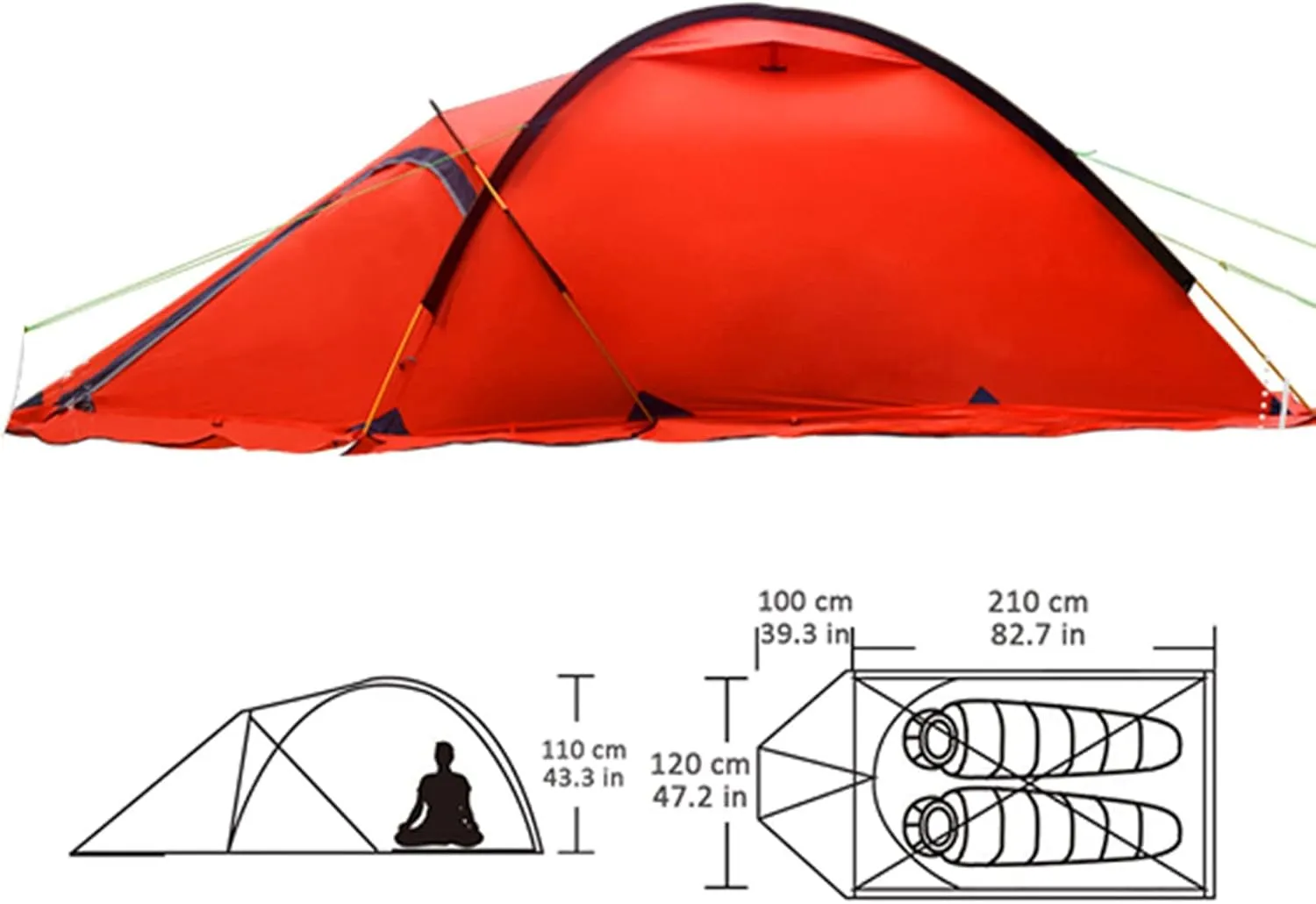 Camping Tent 1-2 Persons with Porch Ultralight Portable Outdoor Camping Tent - Family Backpacking Tent Double Layers Waterproof Easy Clip Setup