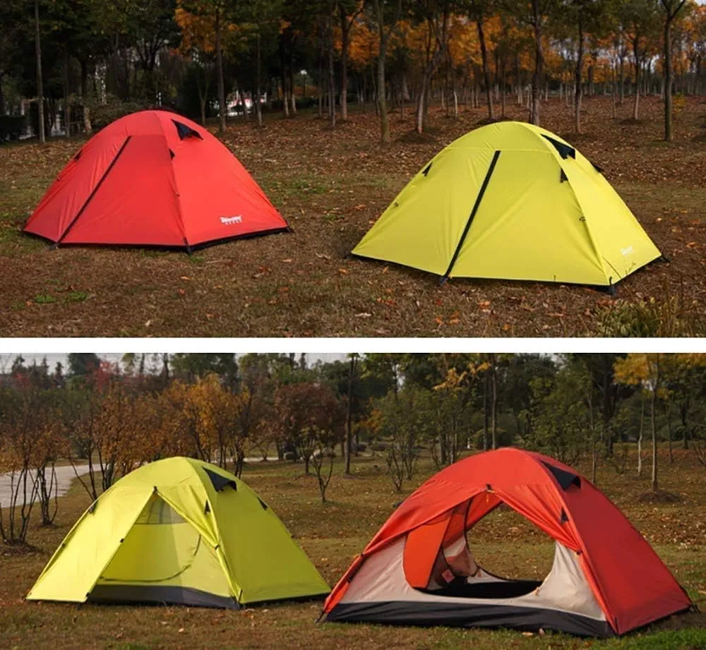 Camping Tent 2 People, Outdoor Shade Canopy Waterproof Tarp, Sun Shelter for Mountaineering Hiking Picnic Rainfly,Yellow