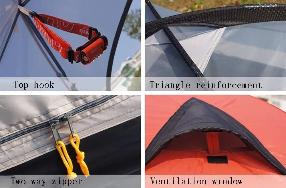 Camping Tent 2 People, Outdoor Shade Canopy Waterproof Tarp, Sun Shelter for Mountaineering Hiking Picnic Rainfly,Yellow
