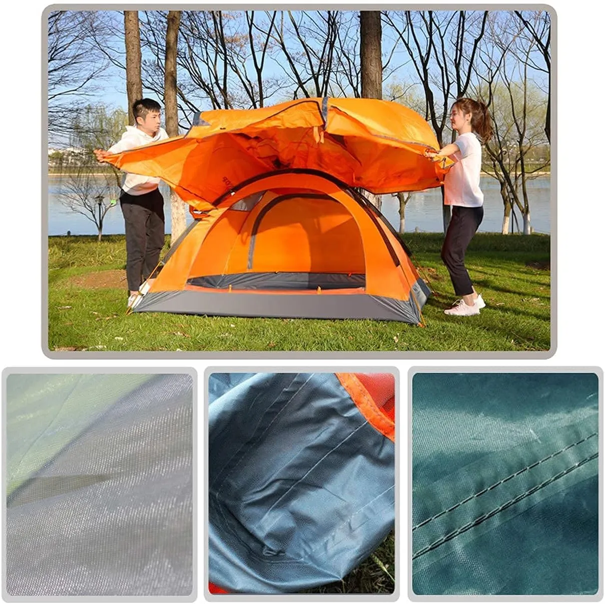 Camping Tent 2 Person Family Tent Double Layer Outdoor Tent Windproof Anti-for All Seasons Hiking Beach Outdoor