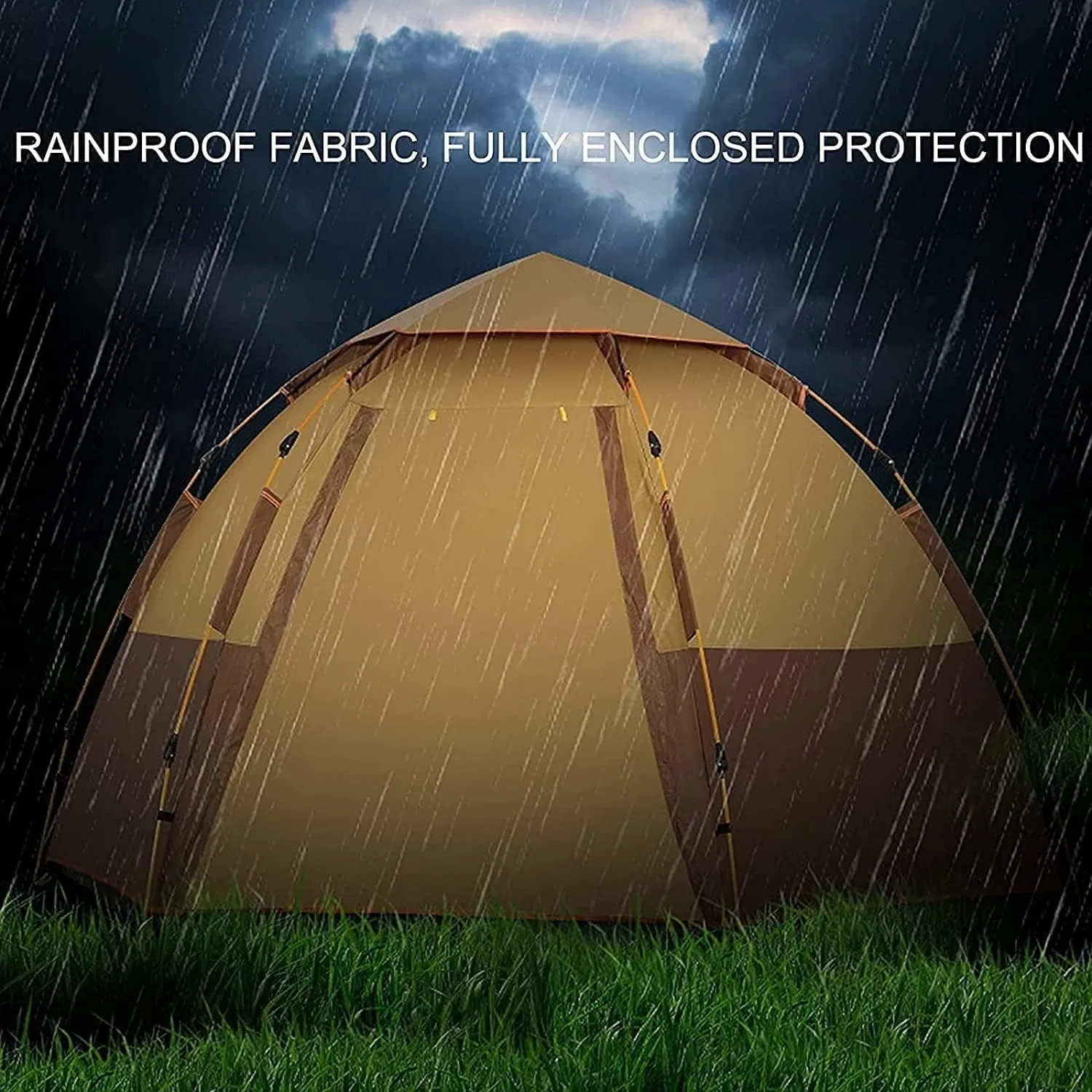 Camping Tent 3-4 Person Instant Tent Portable Cabin Tent with Rainfly for Family Camping Traveling Hiking Picnicing Easy Set Up (Green)