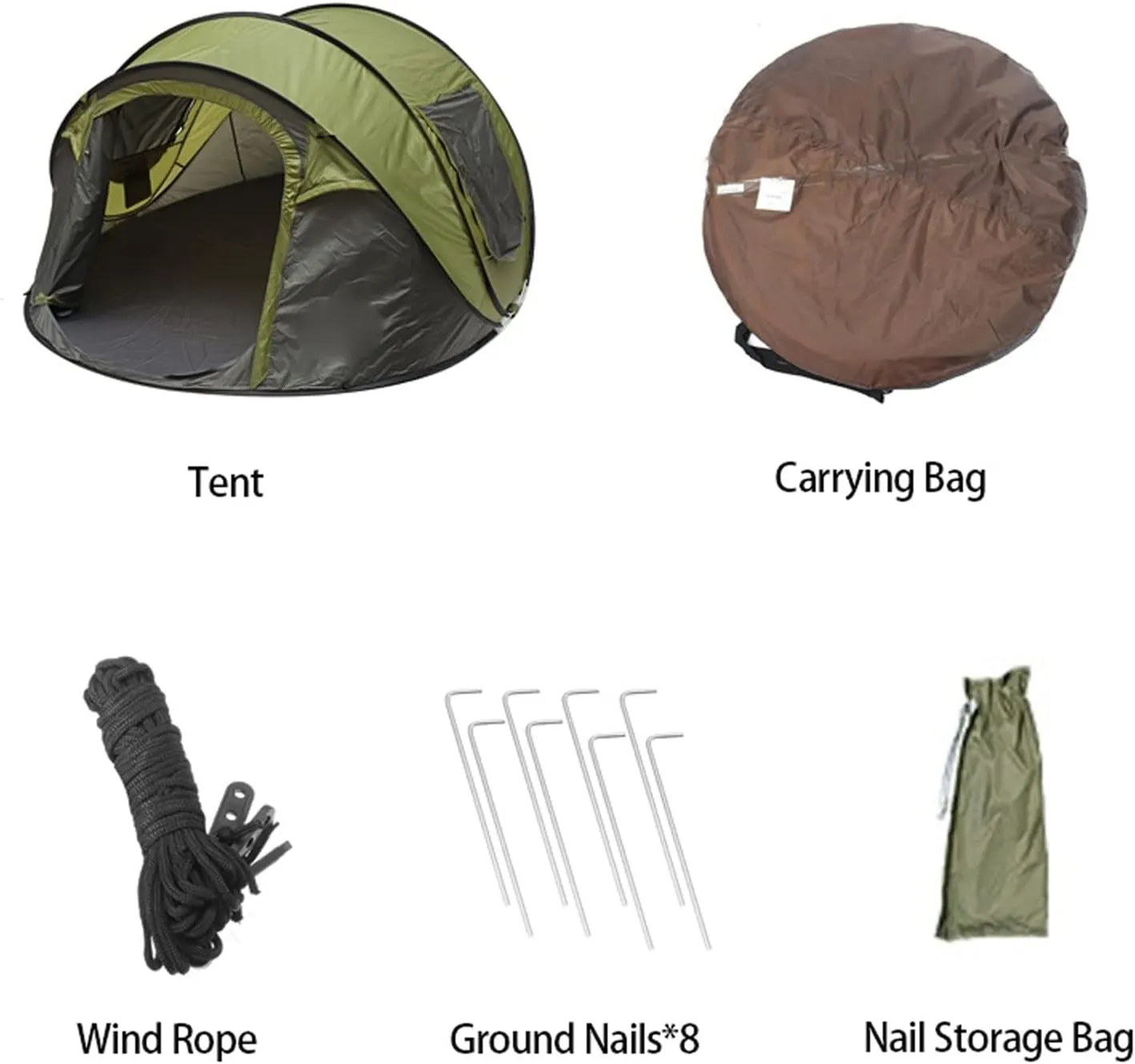 Camping Tent 5-8 People Fully Automatic Camping Tent Windproof Waterproof Automatic Pop-up Tent Family Outdoor Instant Setup Tent 4 Season (Color : Gr, Khaki