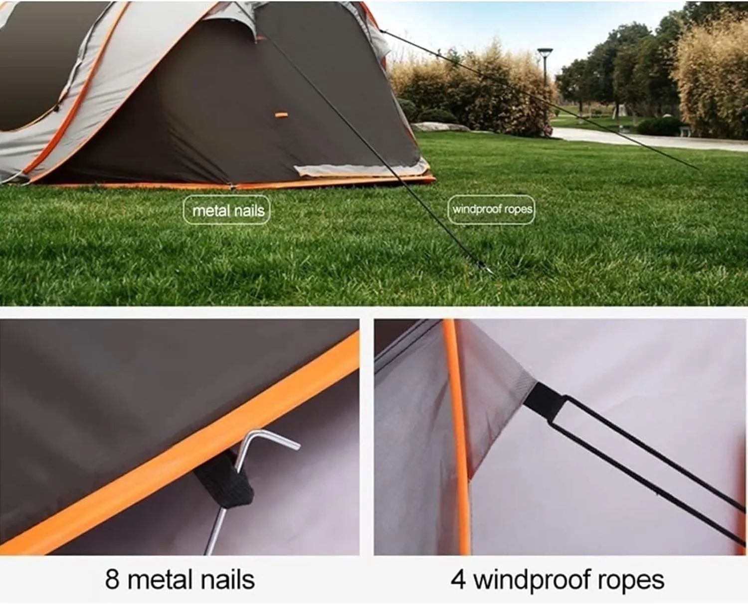 Camping Tent 5-8 People Fully Automatic Camping Tent Windproof Waterproof Automatic Pop-up Tent Family Outdoor Instant Setup Tent 4 Season (Color : Gr, Khaki