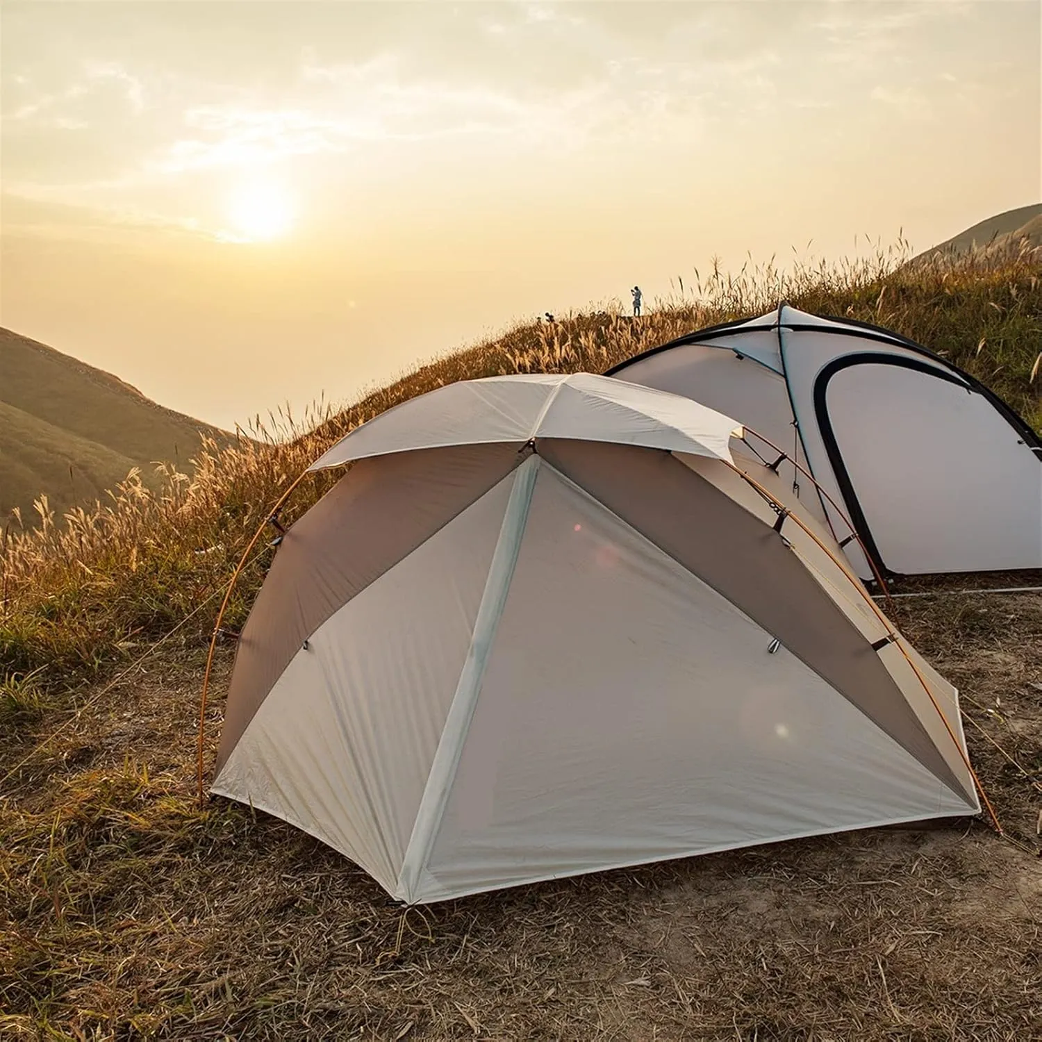 Camping tent Coating Waterproof Backpacking Tents Ultralight Mountain Camping Tent Cross Bar, Grey