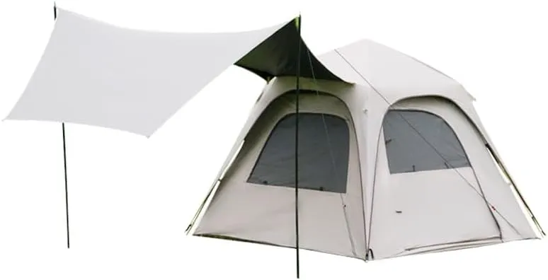 Camping Tent With Awning - 2-4 Person Pop-up, Waterproof Instant Easy Setup for Family, Festivals, Backyard, Sleepovers & More