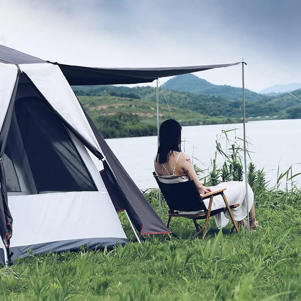 Camping Tent with Rainfly, 5-8 Person Dome Tent Waterproof Windproof Instant Family Tent with Mesh Windows, Portable Cabin Tent Double Layer for Hiking and Outdoor, 340x240x160cm, Coffee