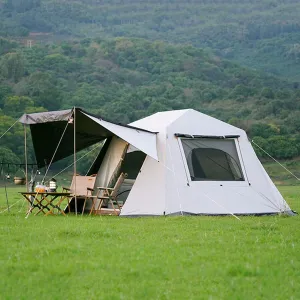 Camping Tent,Family Camping Tent, Pop Up Tent 4 Person Family Dome Tent Waterproof Windproof with Roof Skylights, 2 in 1 Double Layers Outdoor Tents f Hopeful, 370*240*195cm, Style 2