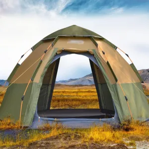 Camping Tents, 3-4 Person Dome Automatic Tent, Easy Instant Setup Protable Camping Pop-Up 4 Seasons Backpacking Family Travel Tent (Color : Green, Size : 255x255x165cm)