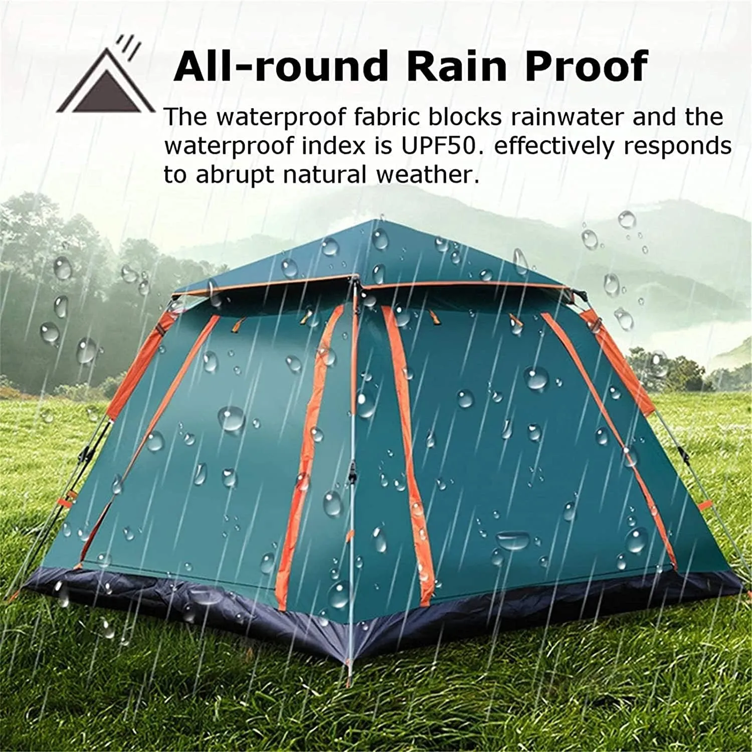 Camping Tents 6-7 Person Camping Tent Automatic Waterproof Tent with Top Rainfly Instant Cabin Tent Advanced Venting Design (Green)