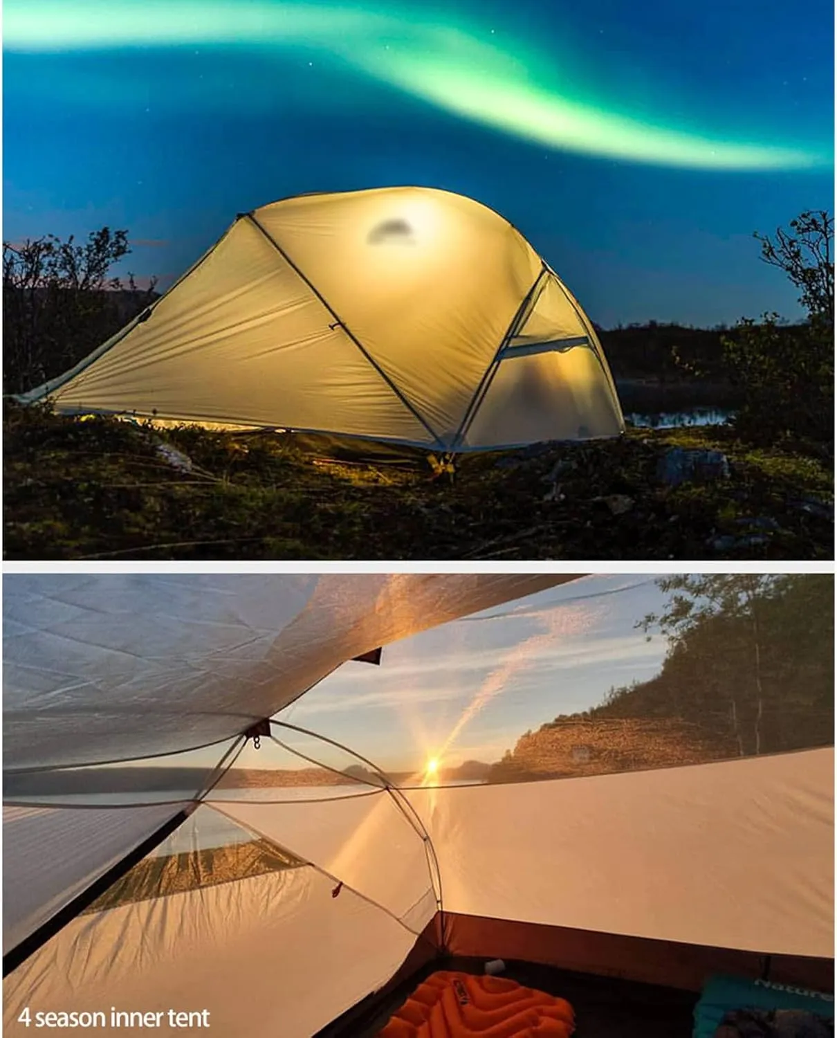 Camping Tents,Camping Tent 3-4 Season 15d/210t Outdoor Ultralight Silicon Coated Nylon Waterproof Tents (Color : 210t Gray, Size : 4 Season)