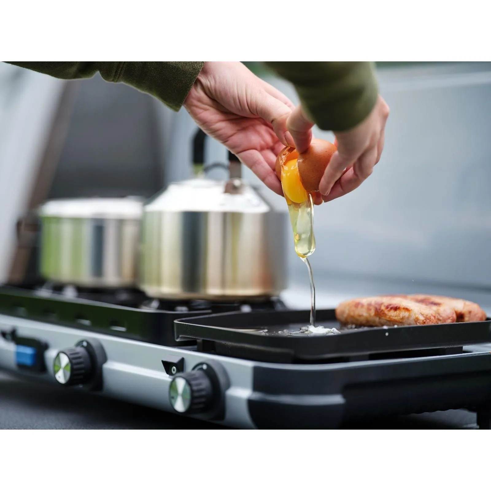 Campingaz Camping Kitchen 2 Multi-Cook Double Burner Portable Camping Gas Stove and Side Grill