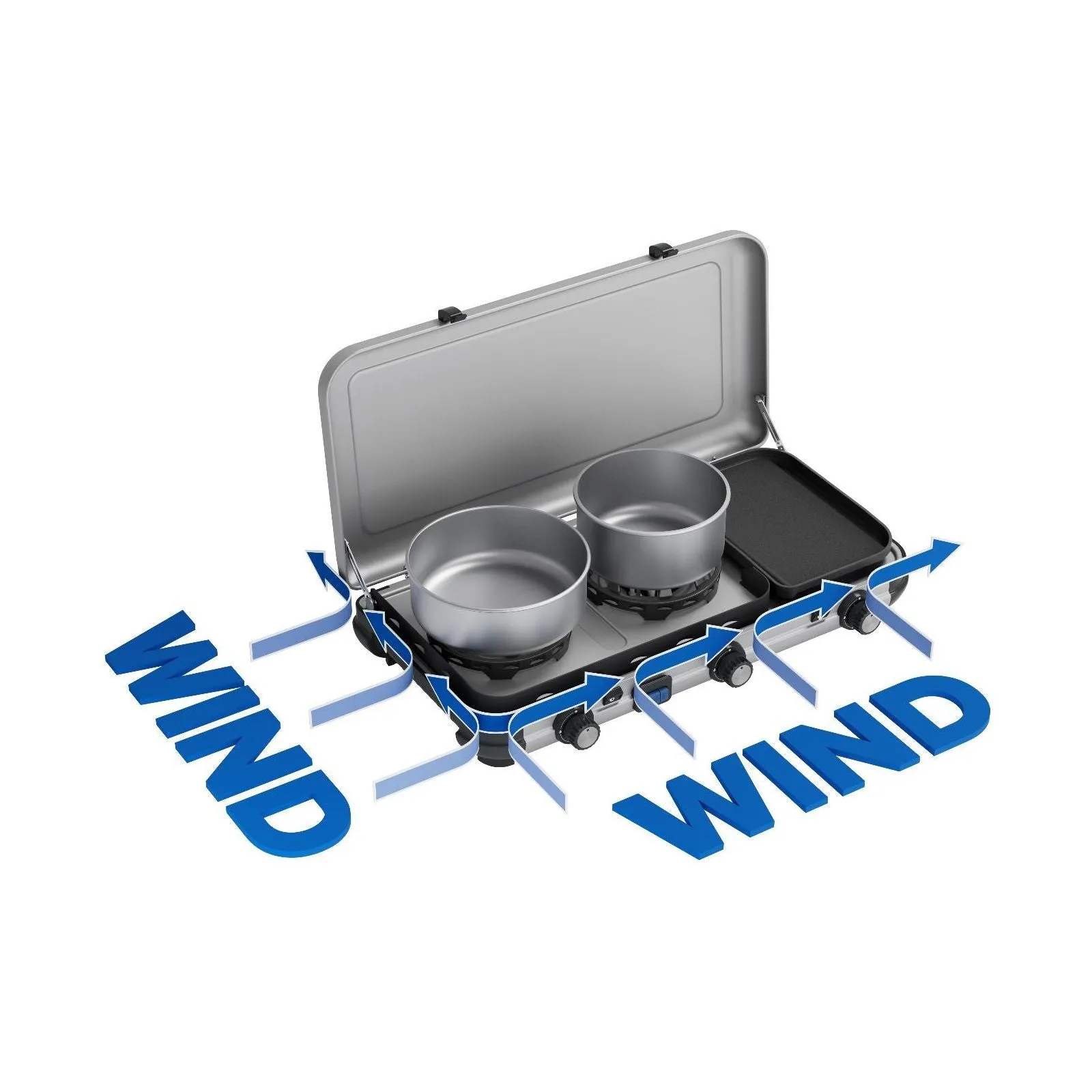 Campingaz Camping Kitchen 2 Multi-Cook Double Burner Portable Camping Gas Stove and Side Grill