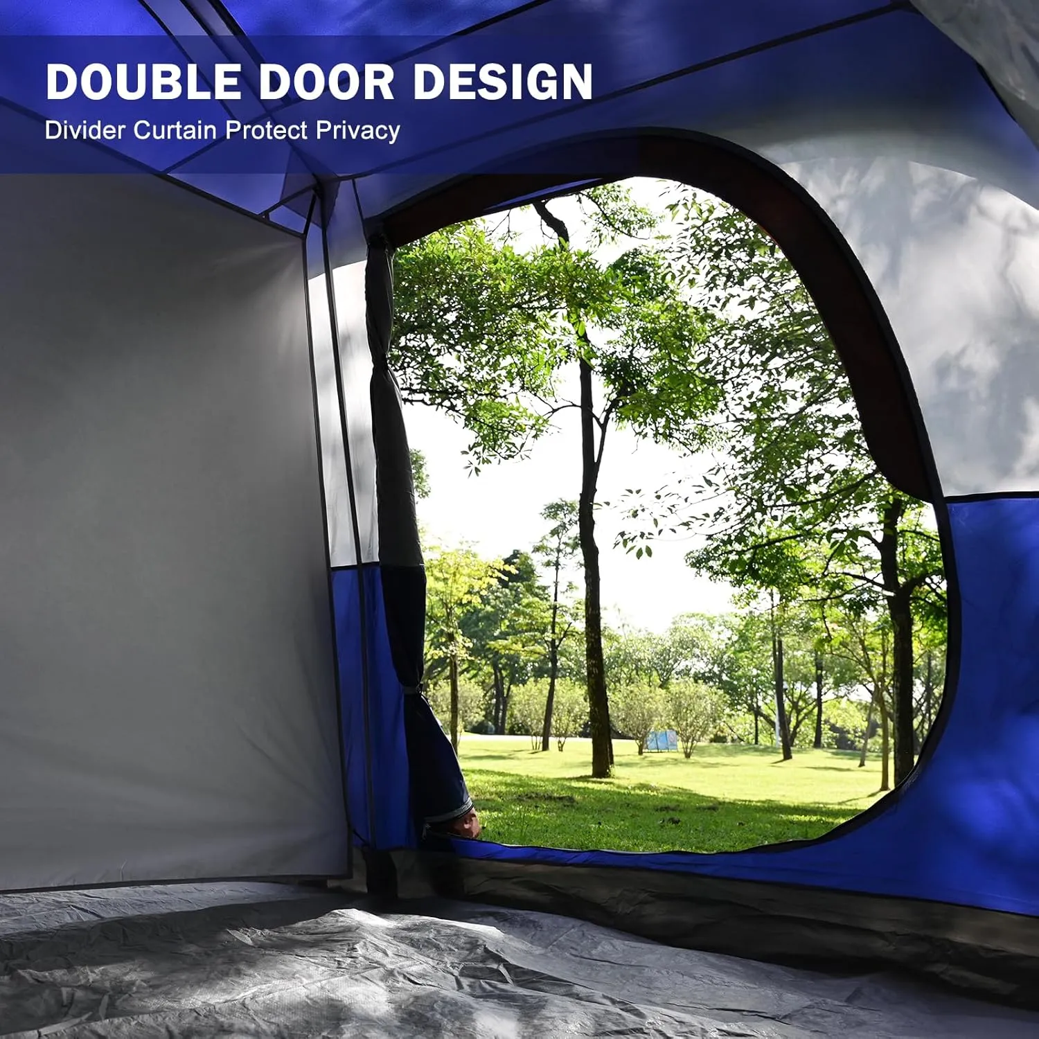 CAMPROS CP Camping Tent 10 Person Family Cabin Tent, 2 Room Water Resistant Waterproof Tent with Top Rainfly, 4 Large Mesh Windows, Double Layer, Easy Set Up, Portable with Carry Bag, 16ft x 9ft x72in