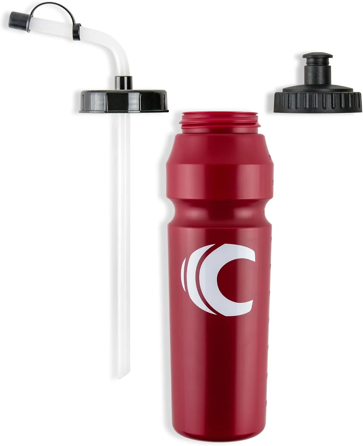 Cannon Sports 1 Liter Sports Water Bottle, BPA-Free, 34 Oz Capacity, Large Mouth, 2 lids (Straw and Squeeze), Great For Helmet Sports Such As Hockey, Lacrosse, Football, Boxing (2 Pack) (Burgundy)