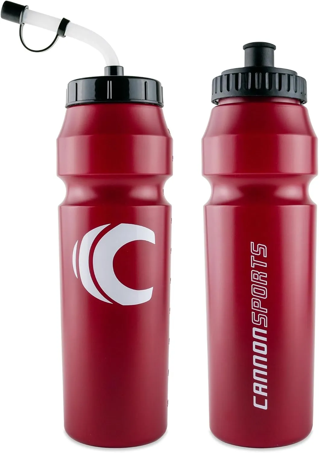Cannon Sports 1 Liter Sports Water Bottle, BPA-Free, 34 Oz Capacity, Large Mouth, 2 lids (Straw and Squeeze), Great For Helmet Sports Such As Hockey, Lacrosse, Football, Boxing (2 Pack) (Burgundy)