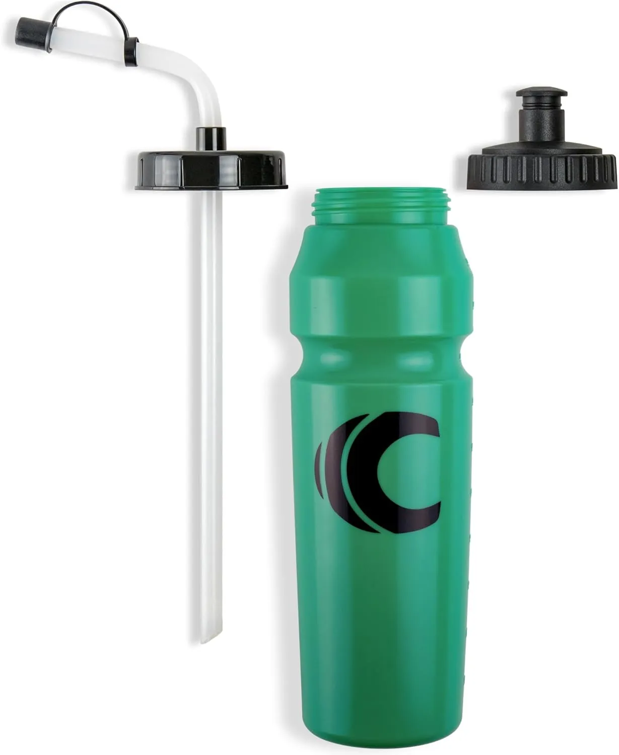 Cannon Sports 1 Liter Sports Water Bottle, BPA-Free, 34 Oz Capacity, Large Mouth, 2 lids (Straw and Squeeze), Great For Helmet Sports Such As Hockey, Lacrosse, Football, Boxing (2 Pack) (Green)