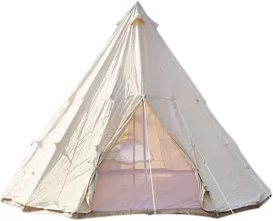 Canvas Indian Tent Yurt Tents 3-8 Persons Bell Tents Outdoors Large Glamping Bell Tents for Family Camping Hunting Christmas Party Shelter