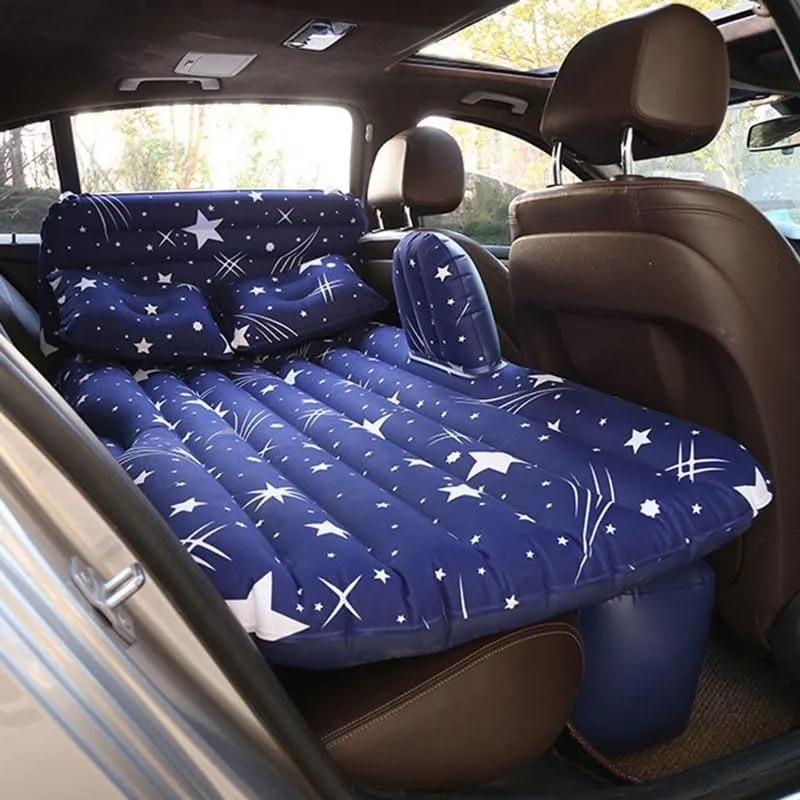 Car Air Mattress for Chery QQ 2003–2013, Inflatable Back Seat Sleeping Pad with Pump & 2 Pillows, Folding Portable Camping Bed for Travel& Road Trips,Blue
