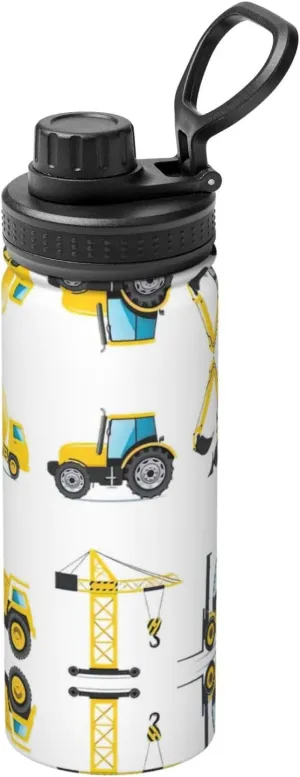 Cartoon Heavy Machinery Truck 18oz Sports Insulated Bottle For Outdoor Activities,Your Ideal Companion Staying Hydrated