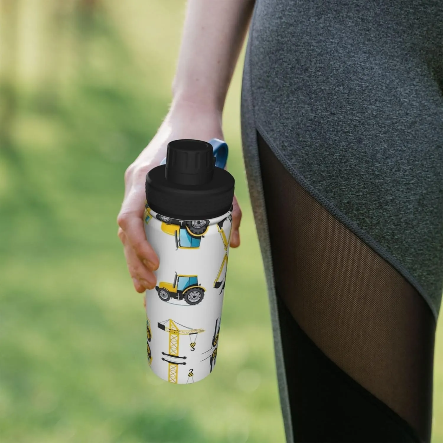 Cartoon Heavy Machinery Truck 18oz Sports Insulated Bottle For Outdoor Activities,Your Ideal Companion Staying Hydrated