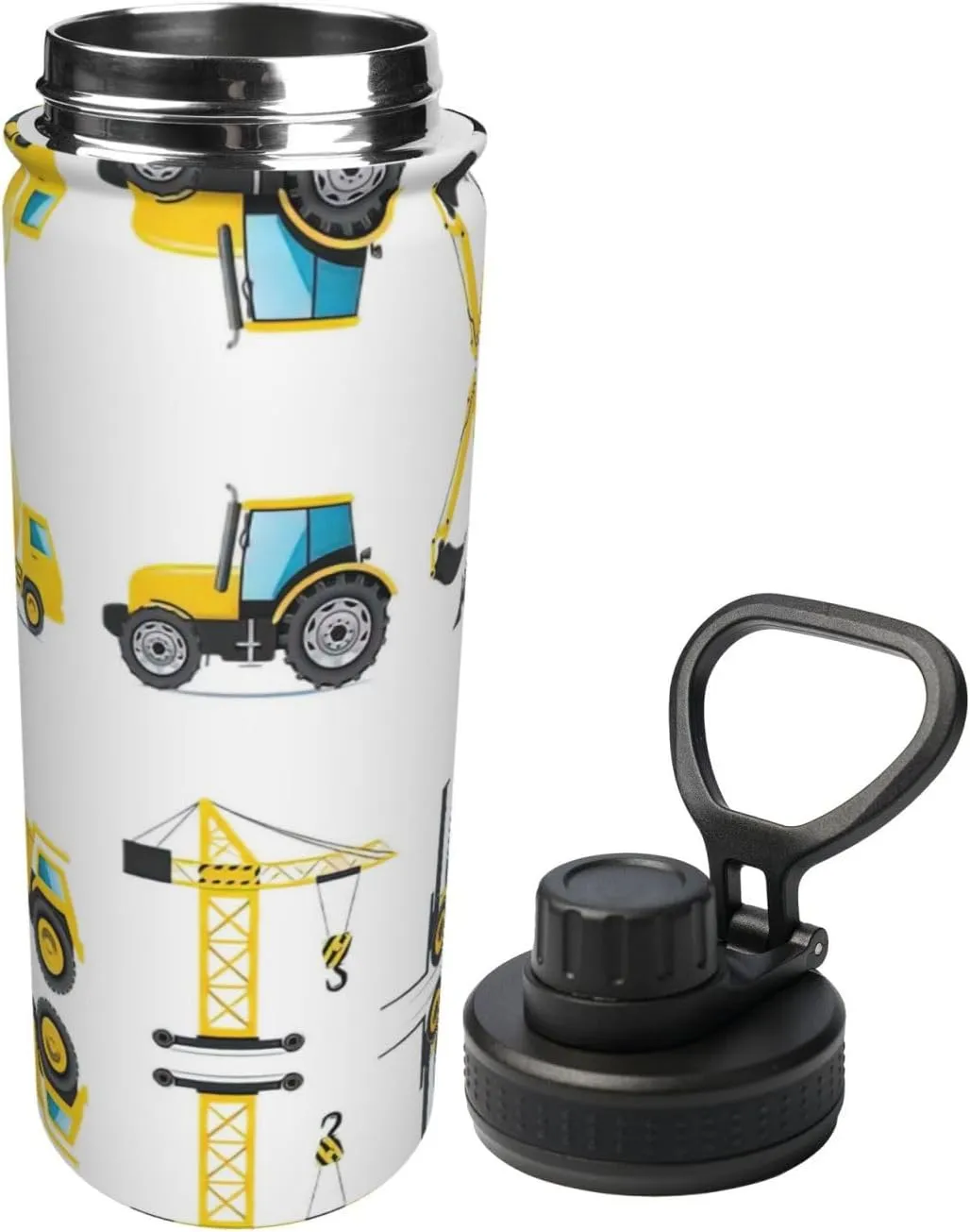 Cartoon Heavy Machinery Truck 18oz Sports Insulated Bottle For Outdoor Activities,Your Ideal Companion Staying Hydrated