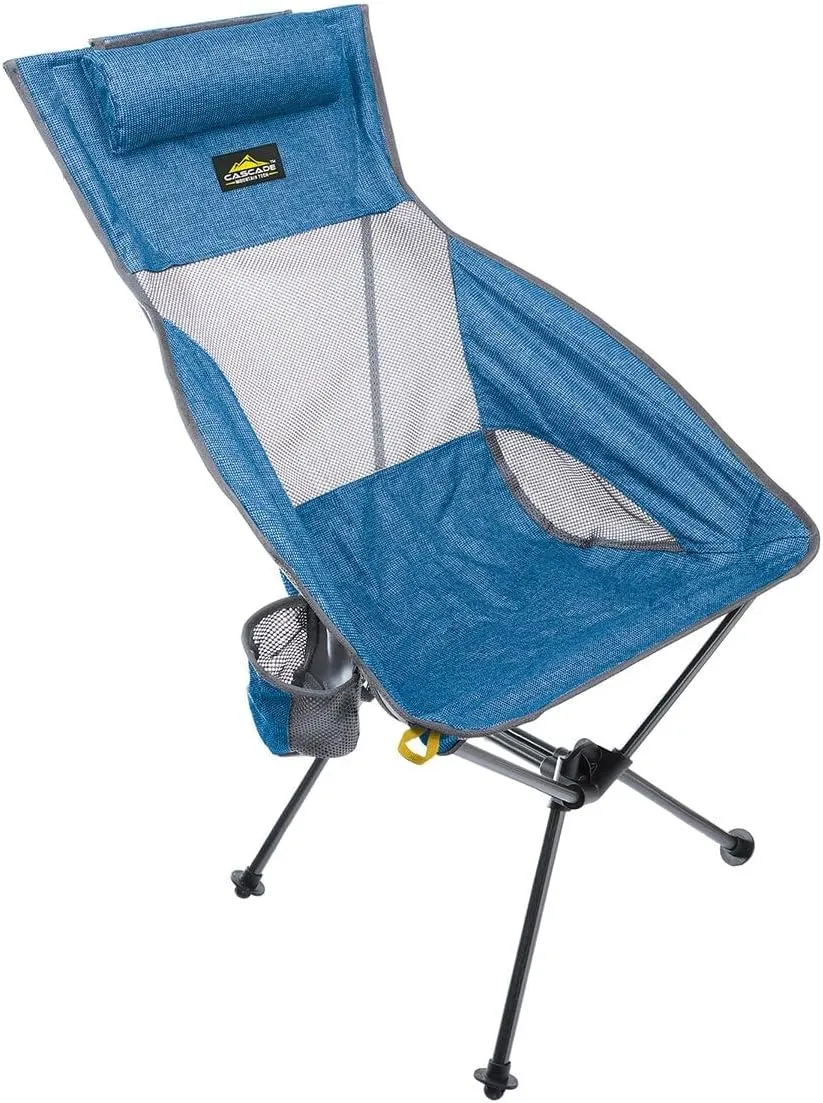 Cascade Mountain Tech - Cascade Ultralight High Back Camping Chair with Carry Bag for Outdoor Beach for Sports Events