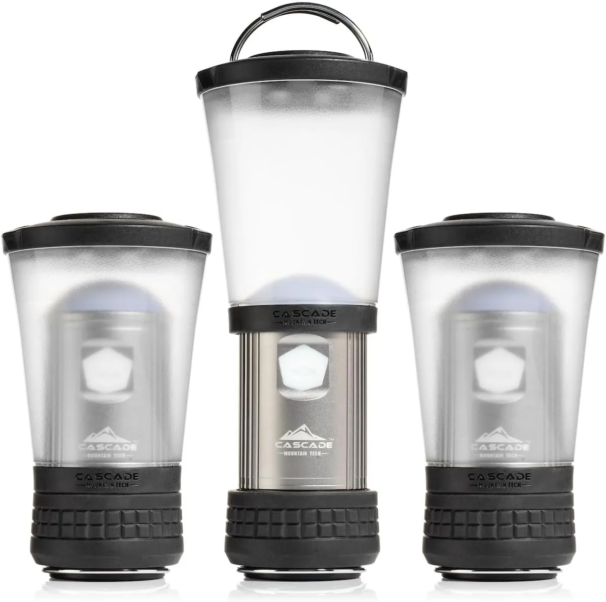 Cascade Mountain Tech Collapsible IPX4 Water-Resistant LED Lantern with 4 Light Modes - 3 Pack,Black/Silver