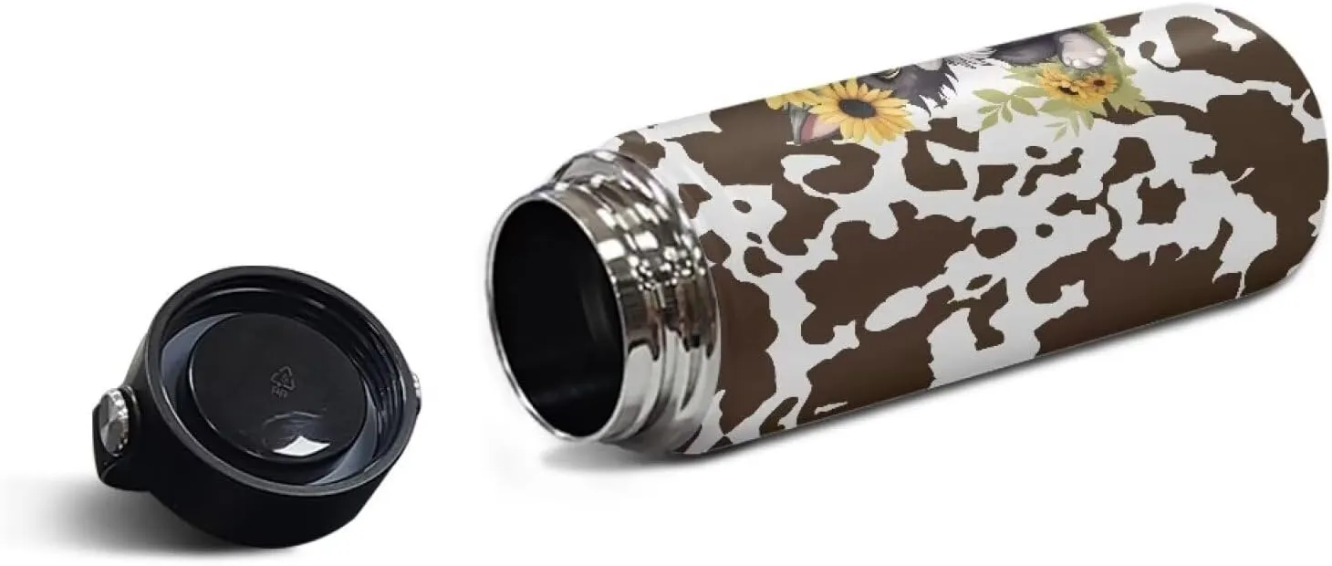 Cat Sunflower Cow Vacuum Flask for Tea Travel Mug for Adults and Kids Carried by Schoolbag Luggage Bag