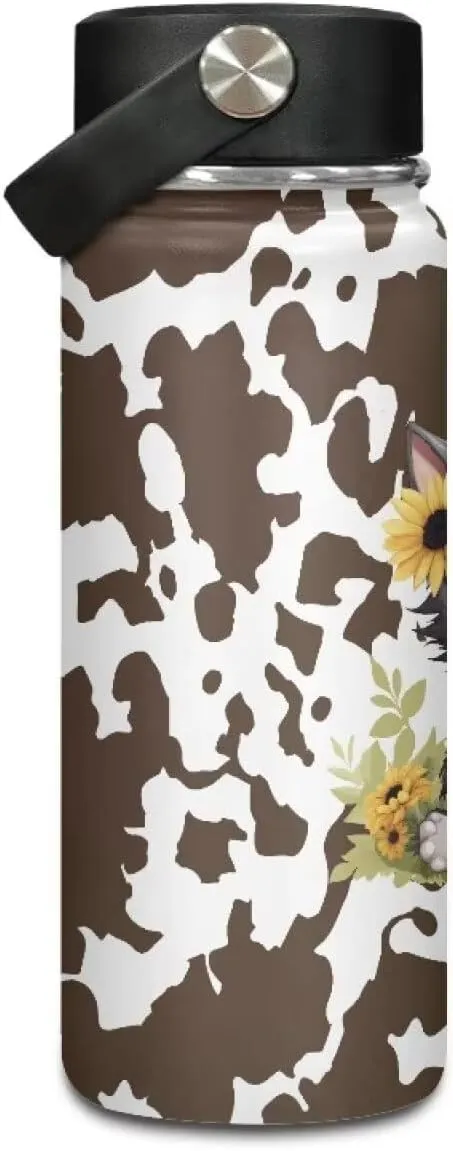 Cat Sunflower Cow Vacuum Flask for Tea Travel Mug for Adults and Kids Carried by Schoolbag Luggage Bag