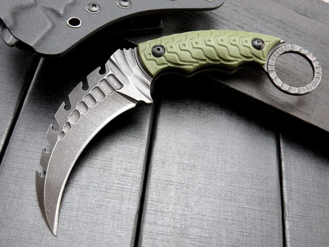 Ccanku C1110 Fixed Blade Knife,D2 Steel Blade G10 Handle Outdoor Camping Knives,EDC Tool Knifes with Kydex Sheaths(Army Green)