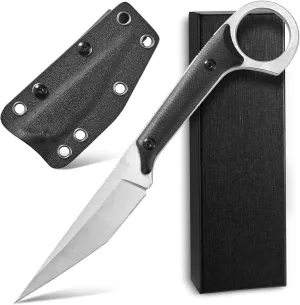 Ccanku C1140 Fixed Blade Knife,D2 Blade G10 Handle Utility Knife for Outdoor, Survival, Hiking, Camping(Silver)