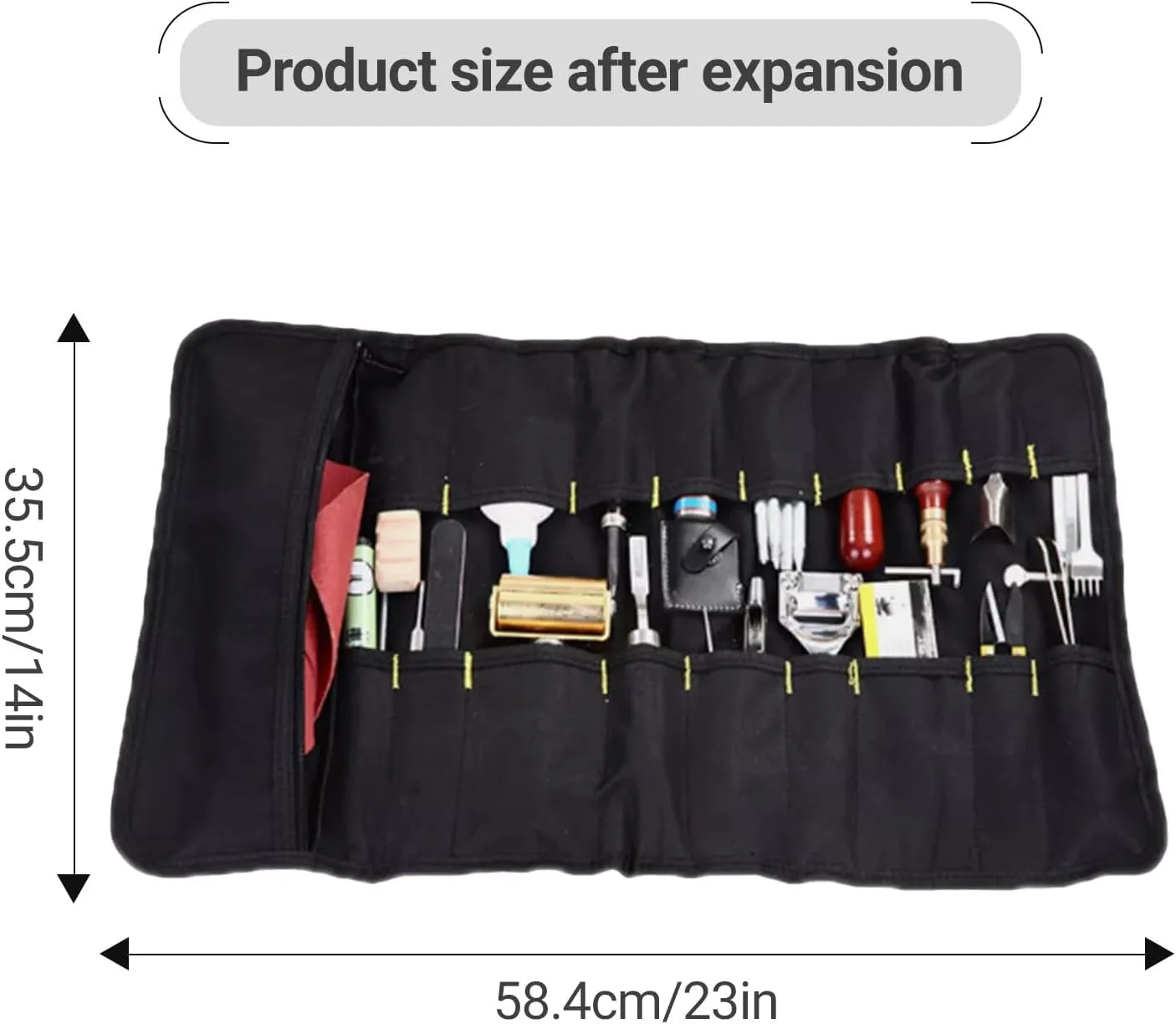 Chef Knife Roll Bag, 22 Slots, Oxford Cloth, Portable, Blue
