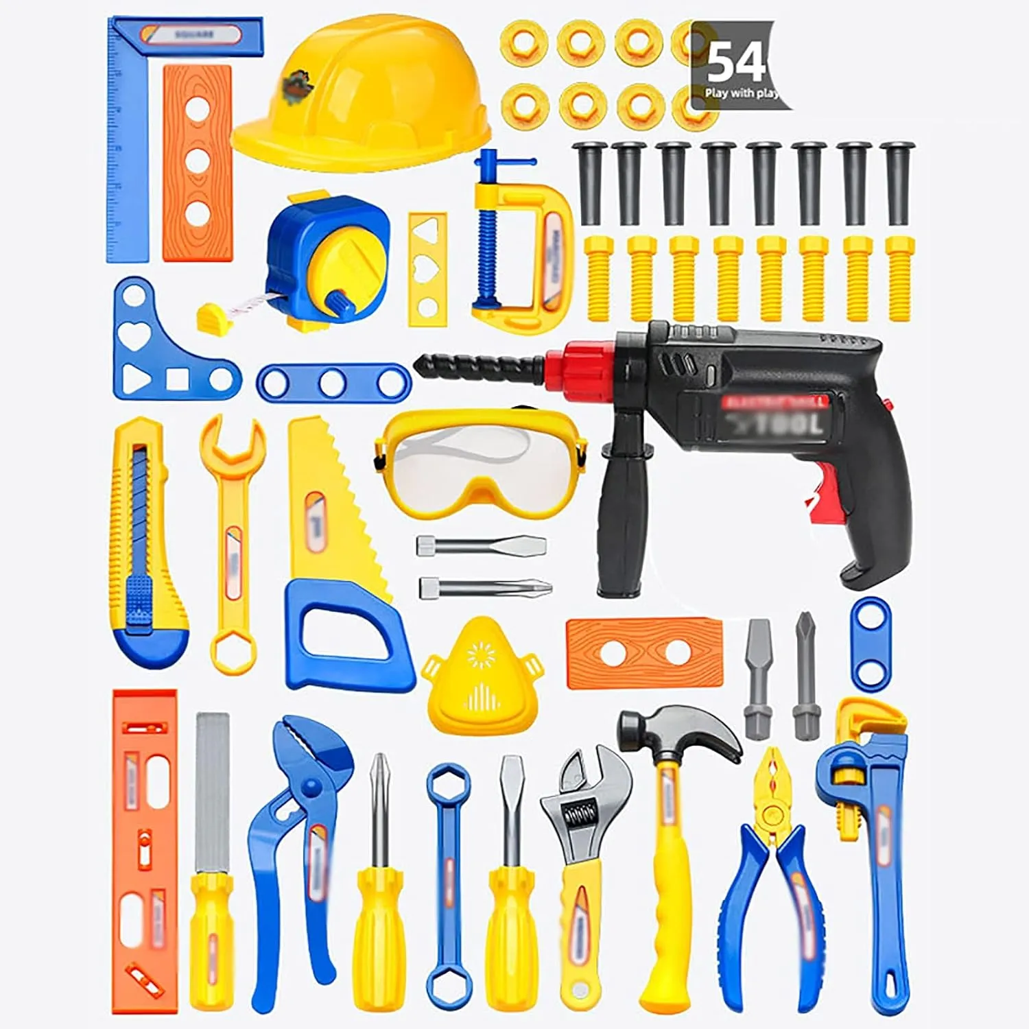 Children's Toy Toolbox/Wrench Plastic Tool Woodworking Combination Hammer Electric Screwdriver Set boy Repair (Size : H)