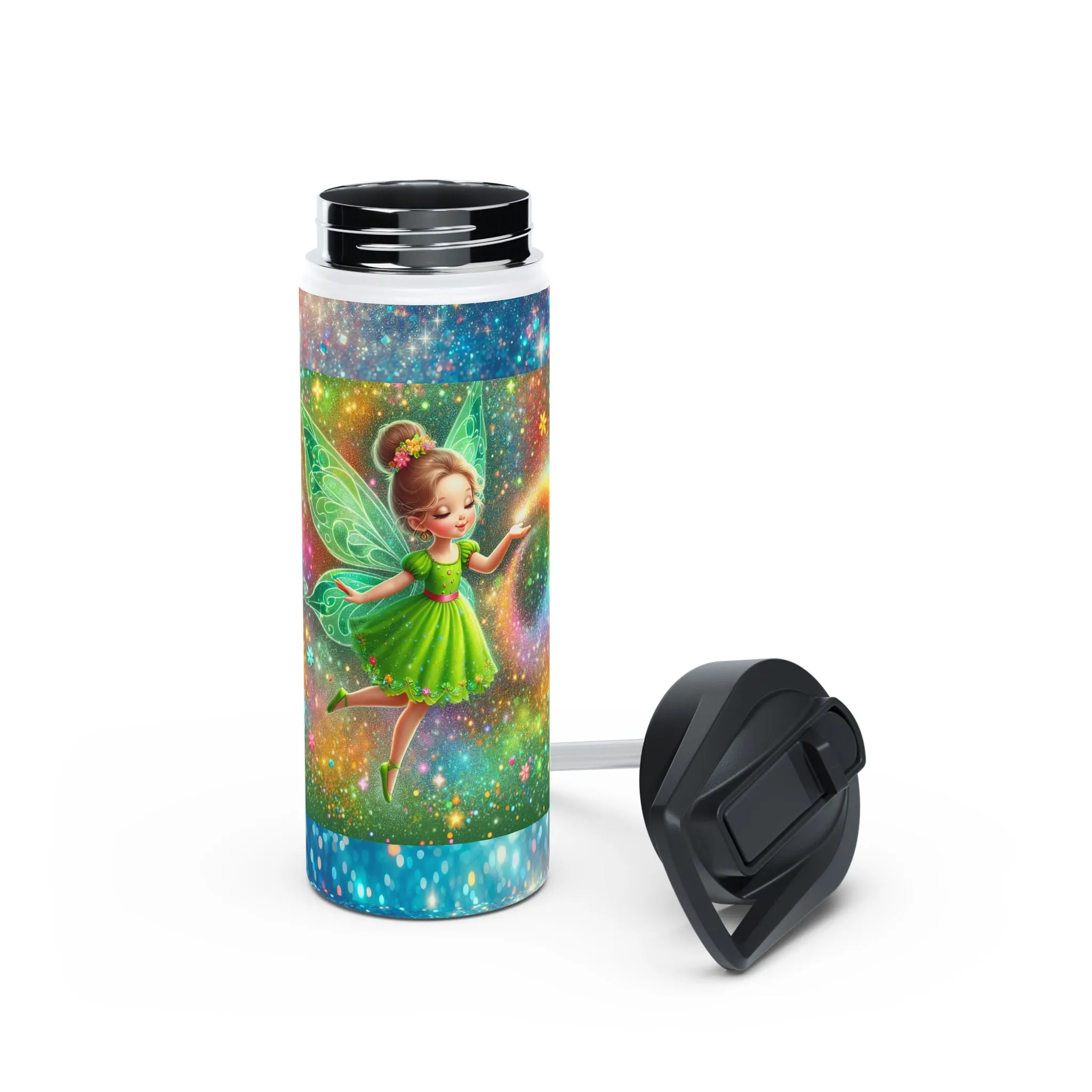 Child's Fairy-Themed Stainless Steel Water Bottle - Magical Cosmic Design