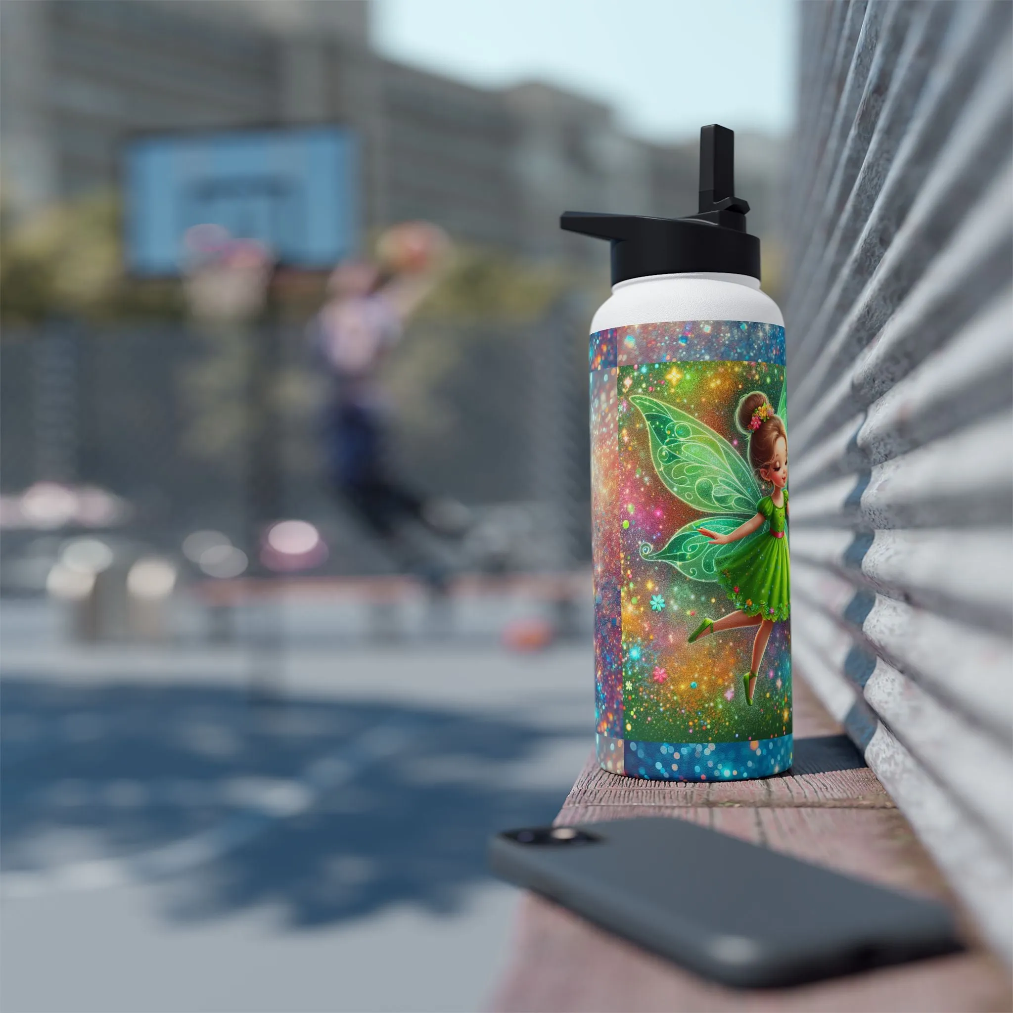Child's Fairy-Themed Stainless Steel Water Bottle - Magical Cosmic Design