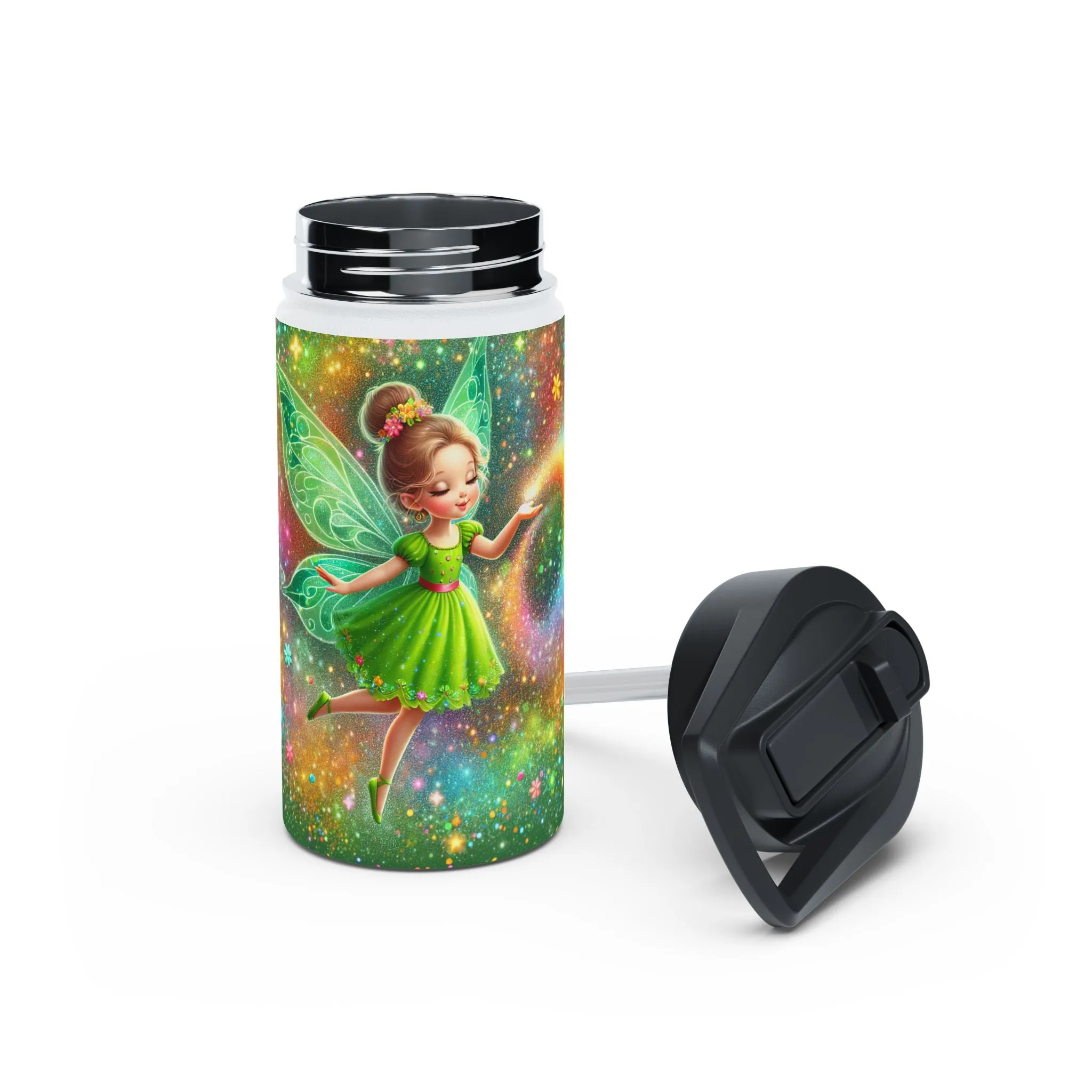 Child's Fairy-Themed Stainless Steel Water Bottle - Magical Cosmic Design