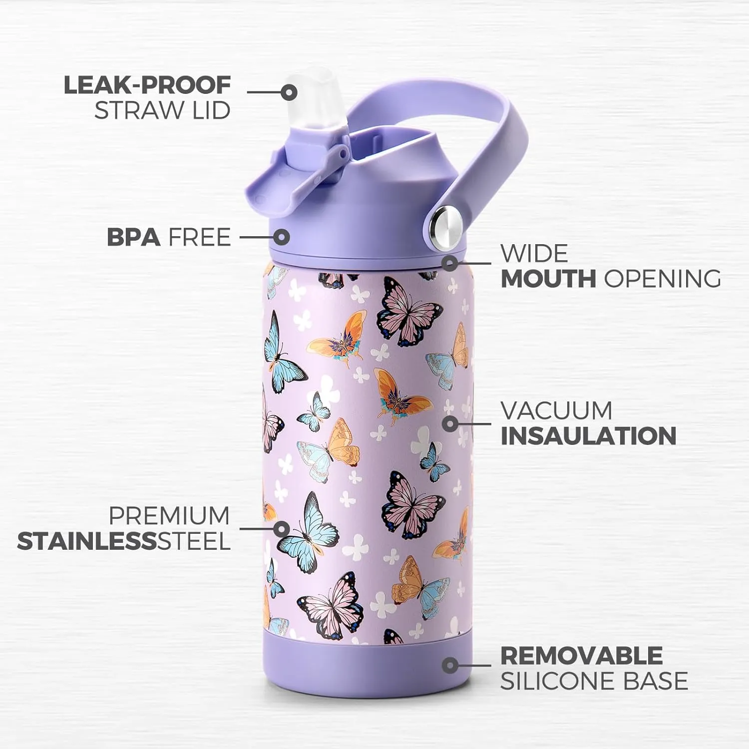 Choco Mocha Kids Water Bottle For School, Kids Insulated Unicorn Water Bottle Stainless Steel for Girls,18Oz Pink & White