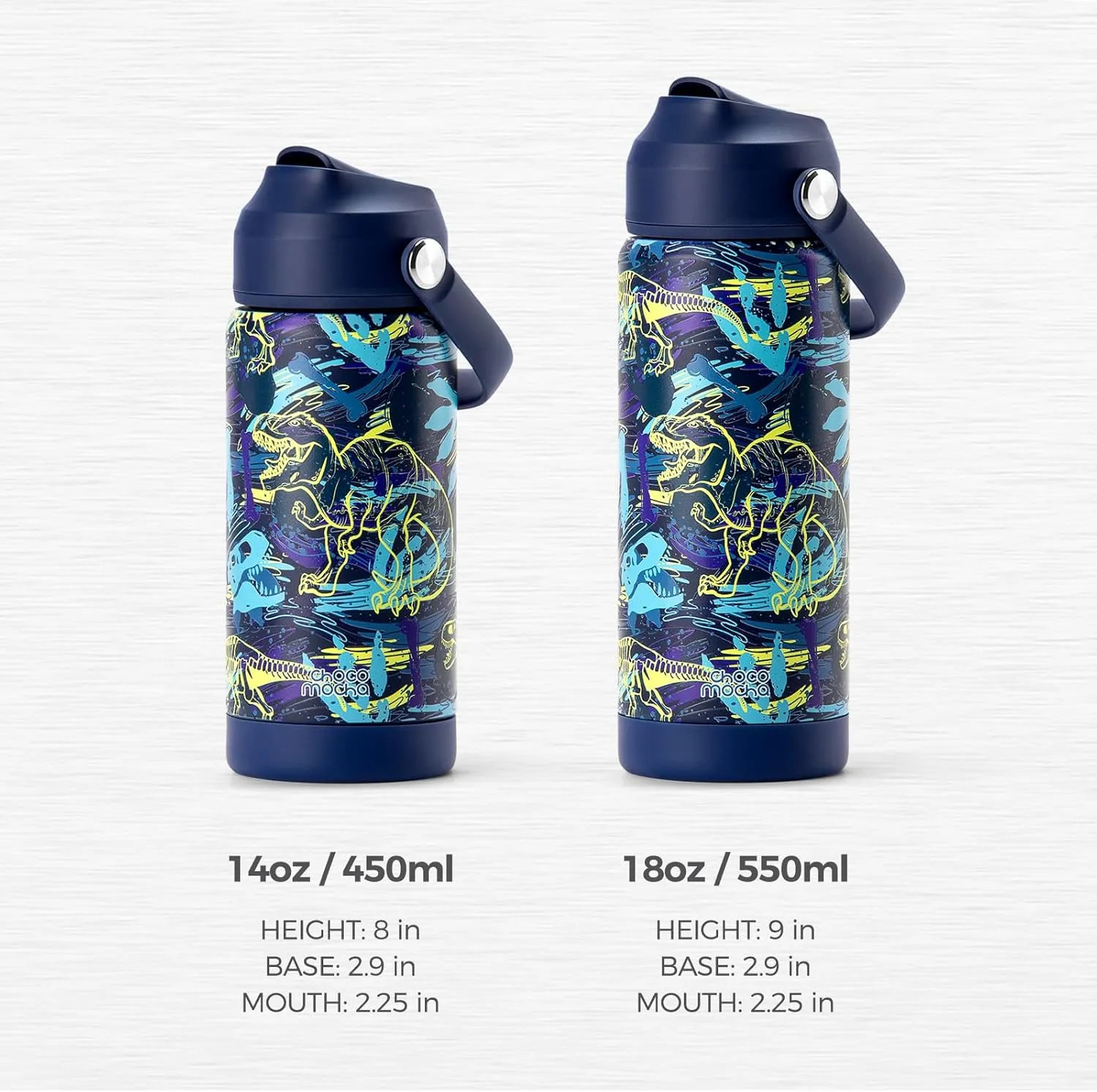 Choco Mocha Kids Water Bottle For School, Kids Insulated Water Bottle Stainless Steel, Boys Water Bottle 14Oz, Black Space