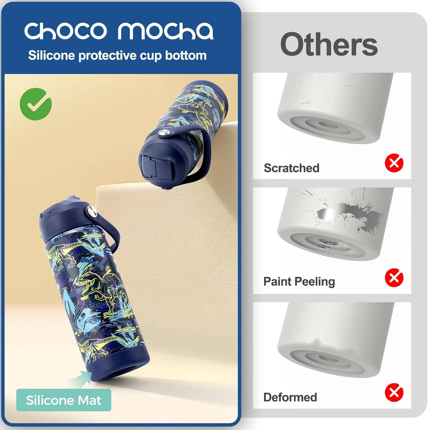 Choco Mocha Kids Water Bottle For School, Kids Insulated Water Bottle Stainless Steel, Boys Water Bottle 14Oz, Black Space