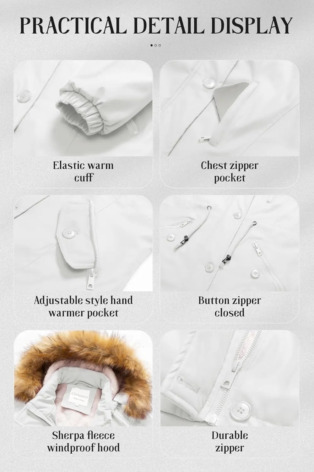 Chrisuno Women's Mid-Length Military Parka Winter Outerwear Insulated Jacket Soft Fleece Snow Faux Fur Coat
