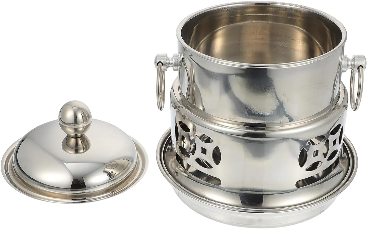 Ciieeo 1set Stainless Steel Camping Chafing Dish with Alcohol Stove Lid Portable Outdoor Hot Pot for Family Gatherings Restaurants and Events Sleek Design Material