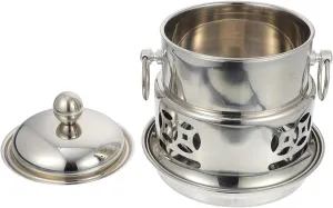 Ciieeo 1set Stainless Steel Camping Chafing Dish with Alcohol Stove Lid Portable Outdoor Hot Pot for Family Gatherings Restaurants and Events Sleek Design Material